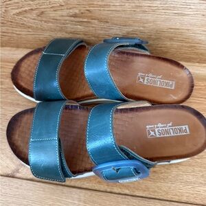 Pikolinos teal blue Leather Sandals